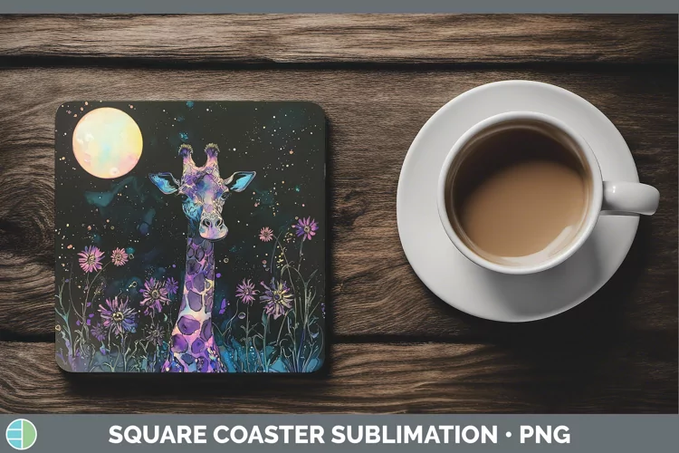 Galaxy Giraffe Square Coaster Sublimation Coaster Designs