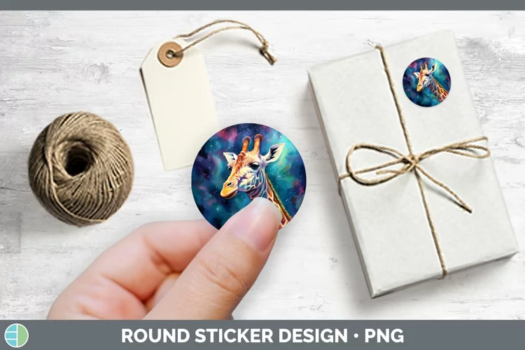 Galaxy Giraffe Stickers | Round Labels Designs