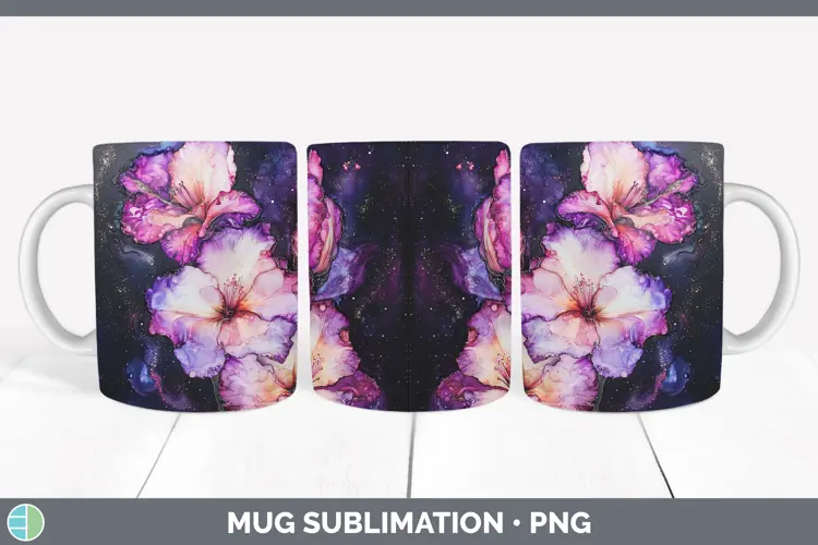 Galaxy Gladiolus Mug Wrap Sublimation Coffee Cup Designs