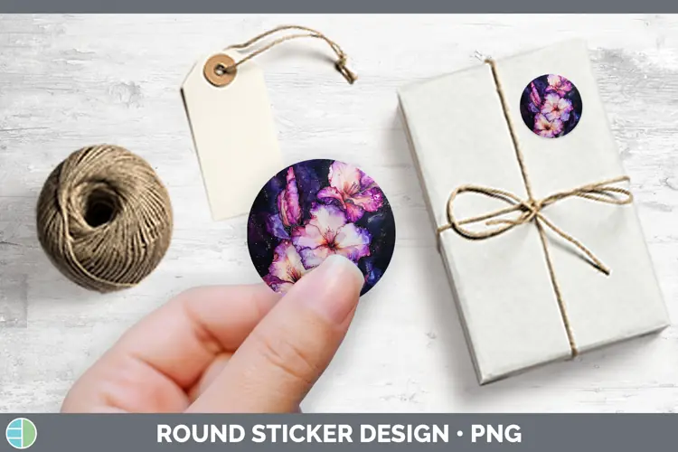 Galaxy Gladiolus Stickers | Round Labels Designs