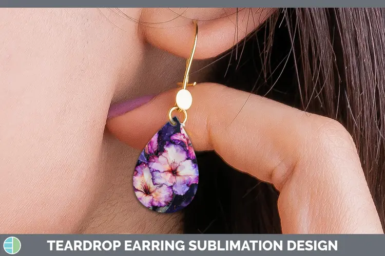 Galaxy Gladiolus Teardrop Earrings Sublimation Earrings Desi