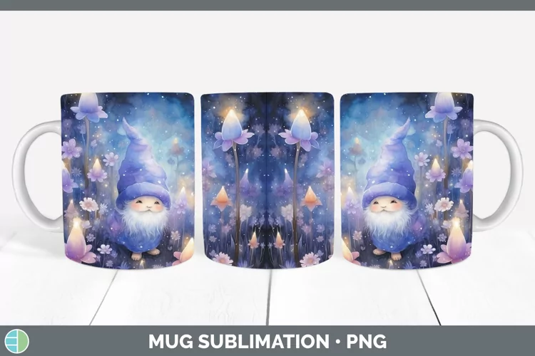 Galaxy Gnome Mug Wrap Sublimation Coffee Cup Designs