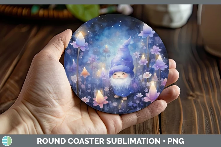 Galaxy Gnome Round Coaster Sublimation Coaster Designs