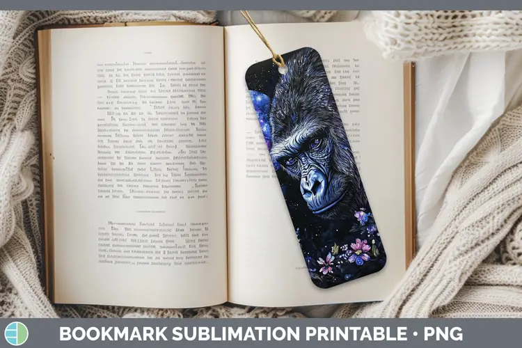 Galaxy Gorilla Bookmark Sublimation Printable Designs