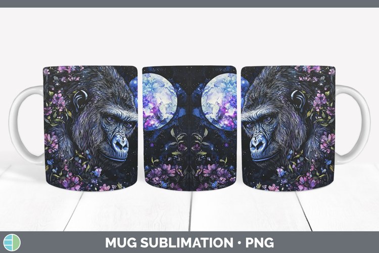 Galaxy Gorilla Mug Wrap Sublimation Coffee Cup Designs