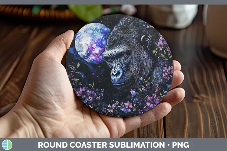 Galaxy Gorilla Round Coaster Sublimation Coaster Designs