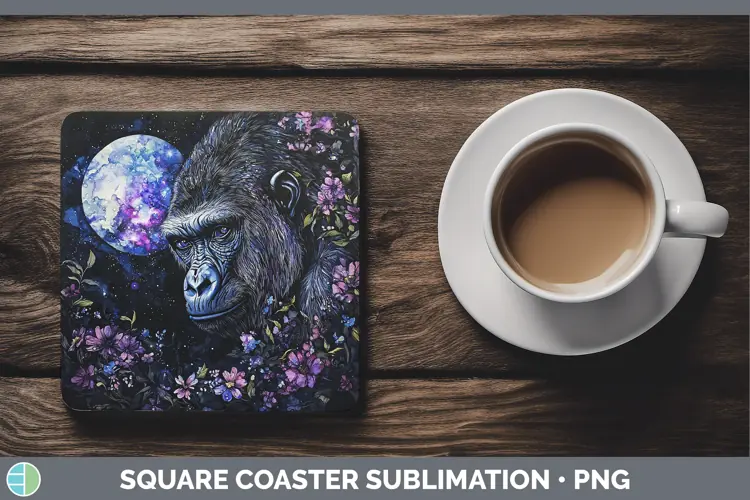 Galaxy Gorilla Square Coaster Sublimation Coaster Designs