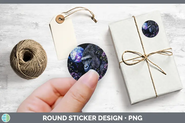 Galaxy Gorilla Stickers | Round Labels Designs