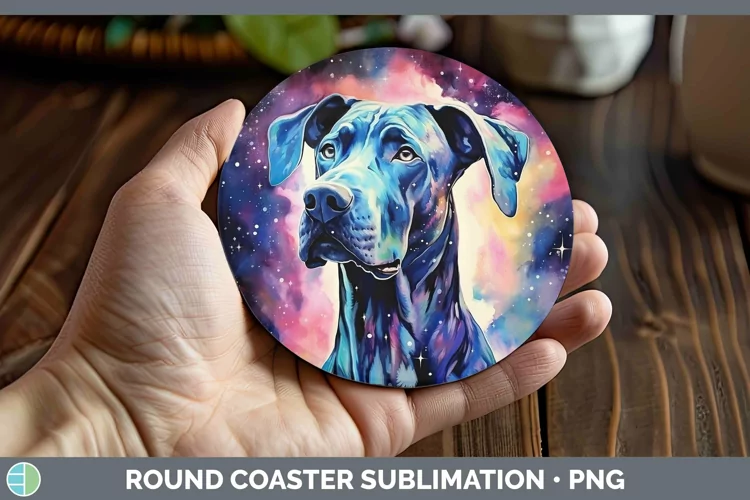 Galaxy Great Dane Round Coaster Sublimation Coaster Designs