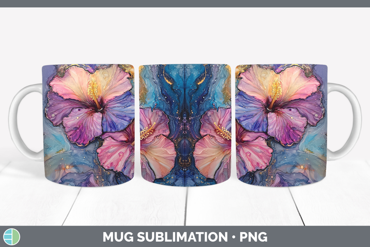 Galaxy Hibiscus Mug Wrap Sublimation Coffee Cup Designs