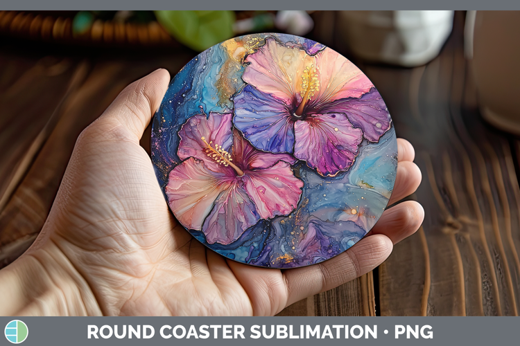 Galaxy Hibiscus Round Coaster Sublimation Coaster Designs