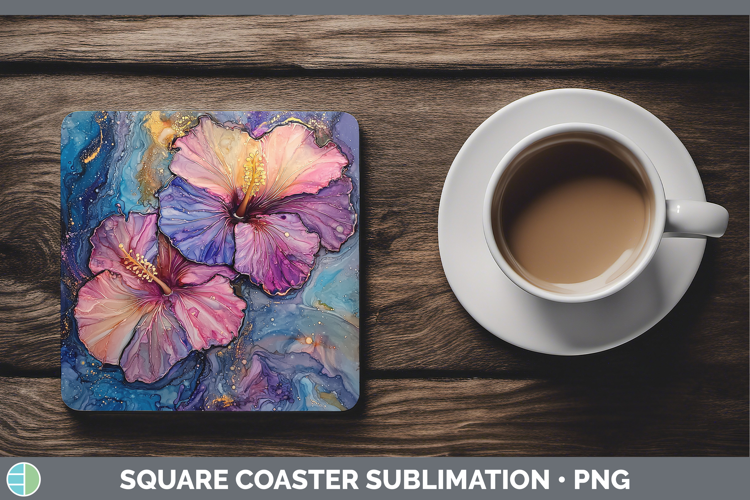 Galaxy Hibiscus Square Coaster Sublimation Coaster Designs