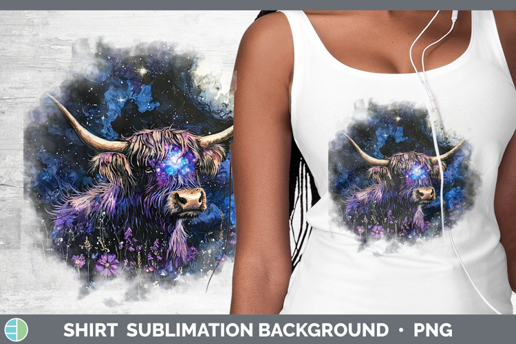 Galaxy Highland Cow Shirt Sublimation Sublimation Background