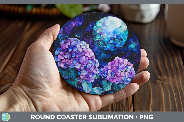 Galaxy Hydrangea Round Coaster Sublimation Coaster Designs