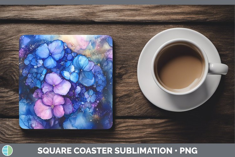 Galaxy Hydrangea Square Coaster Sublimation Coaster Designs
