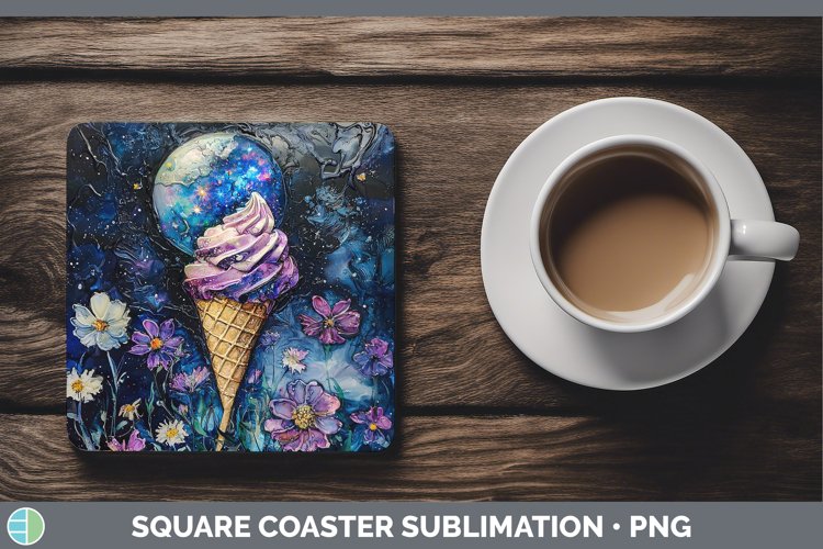 Galaxy Ice Cream Square Coaster Sublimation Coaster Designs