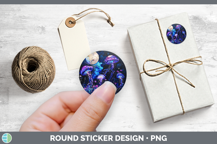 Galaxy Jellyfish Stickers | Round Labels Designs