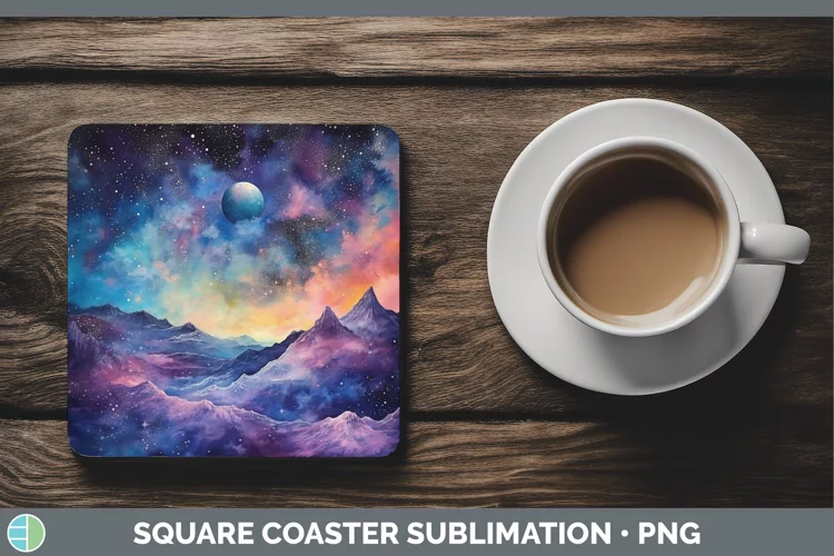 Galaxy Landscape Square Coaster Sublimation Coaster Designs