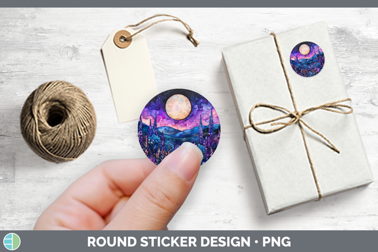 Galaxy Landscape Stickers | Round Labels Designs