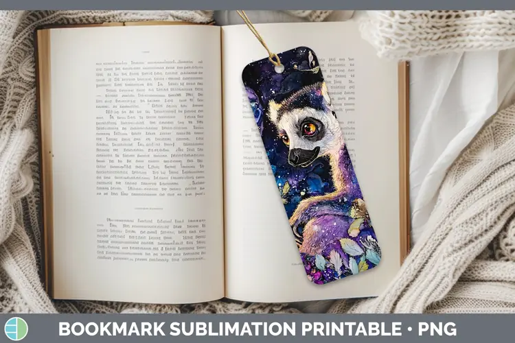 Galaxy Lemur Bookmark Sublimation Printable Designs