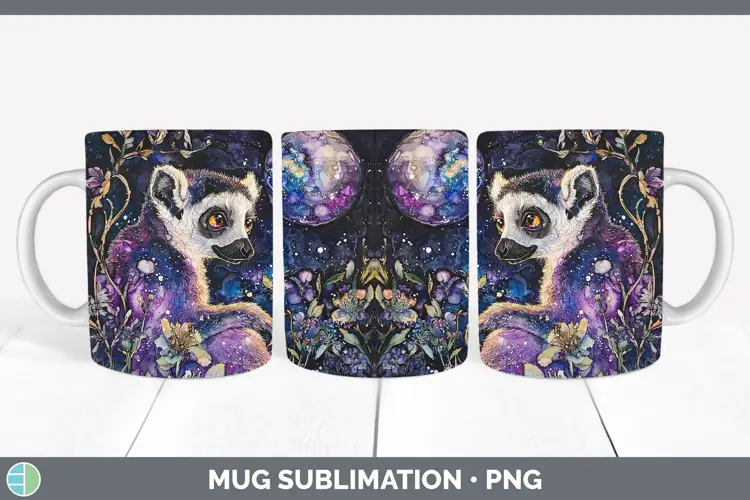 Galaxy Lemur Mug Wrap Sublimation Coffee Cup Designs
