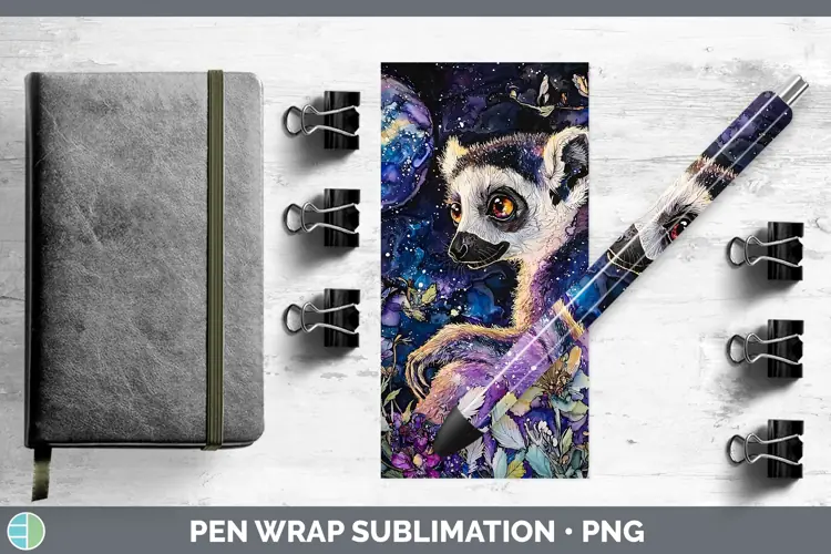 Galaxy Lemur Pen Wrap Sublimation Pen Designs