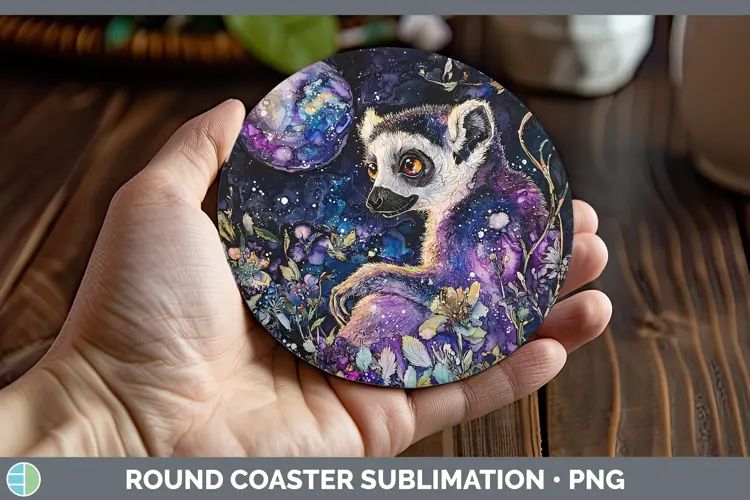 Galaxy Lemur Round Coaster Sublimation Coaster Designs