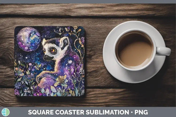 Galaxy Lemur Square Coaster Sublimation Coaster Designs