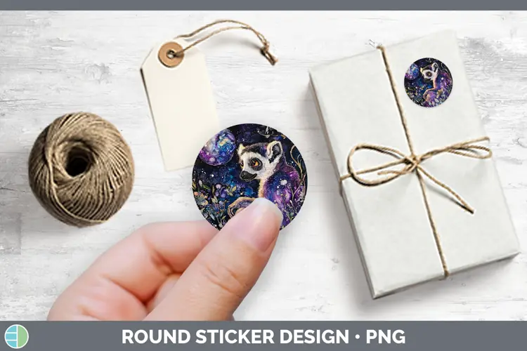 Galaxy Lemur Stickers | Round Labels Designs