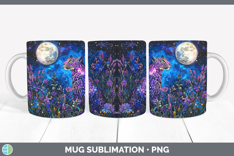 Galaxy Leopard Mug Wrap Sublimation Coffee Cup Designs