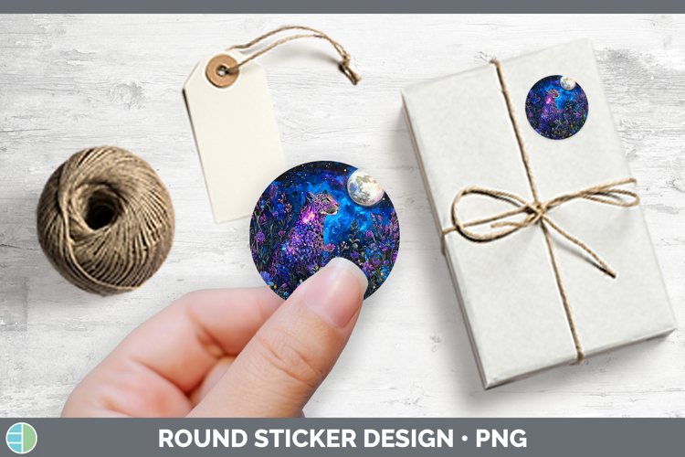 Galaxy Leopard Stickers | Round Labels Designs