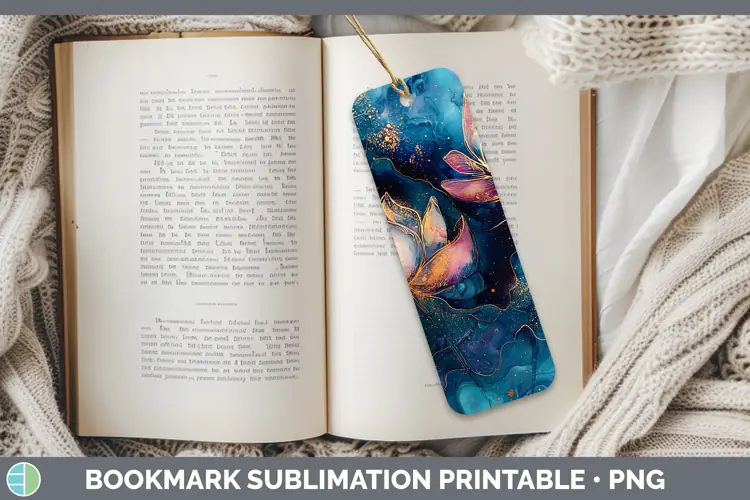 Galaxy Lotus Bookmark Sublimation Printable Designs