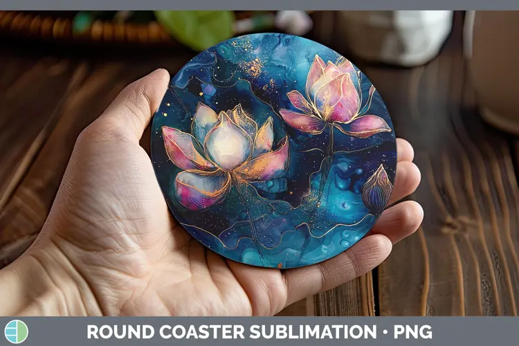 Galaxy Lotus Round Coaster Sublimation Coaster Designs