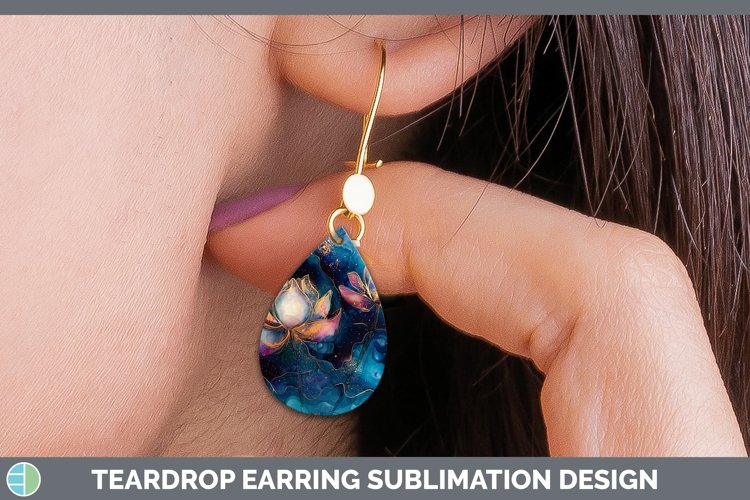 Galaxy Lotus Teardrop Earrings Sublimation Earrings Designs