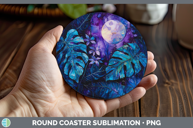 Galaxy Monstera Round Coaster Sublimation Coaster Designs