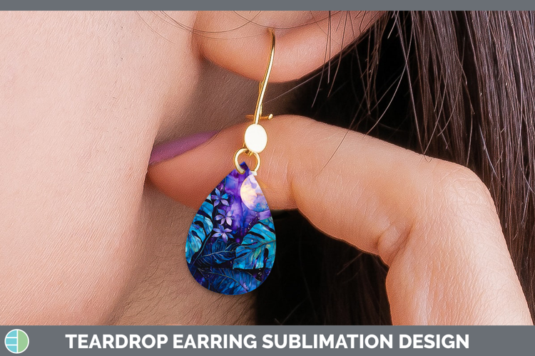 Galaxy Monstera Teardrop Earrings Sublimation Earrings Desig