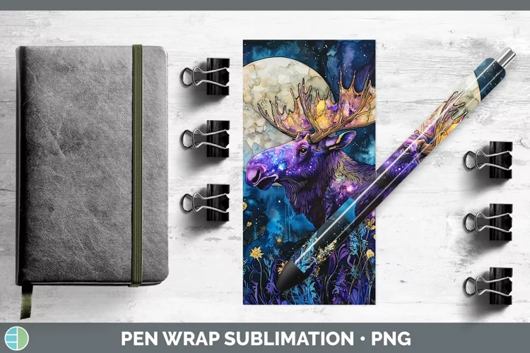 Galaxy Moose Pen Wrap Sublimation Pen Designs