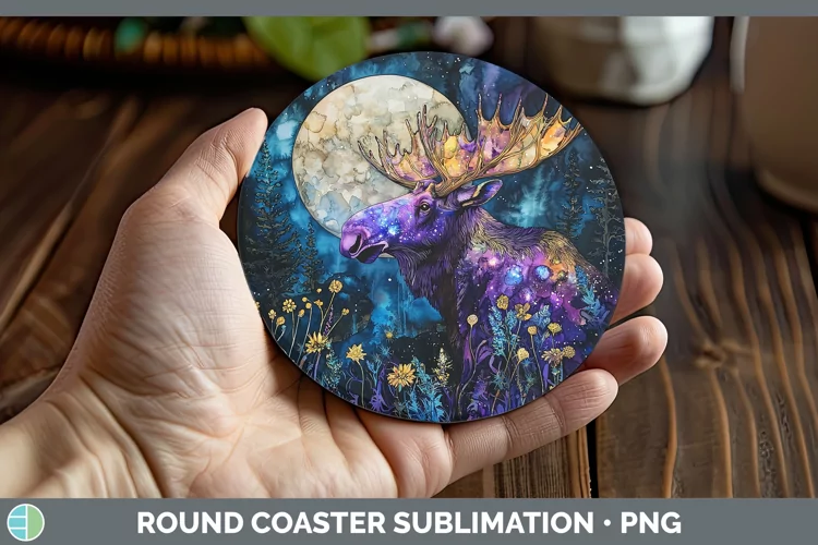 Galaxy Moose Round Coaster Sublimation Coaster Designs