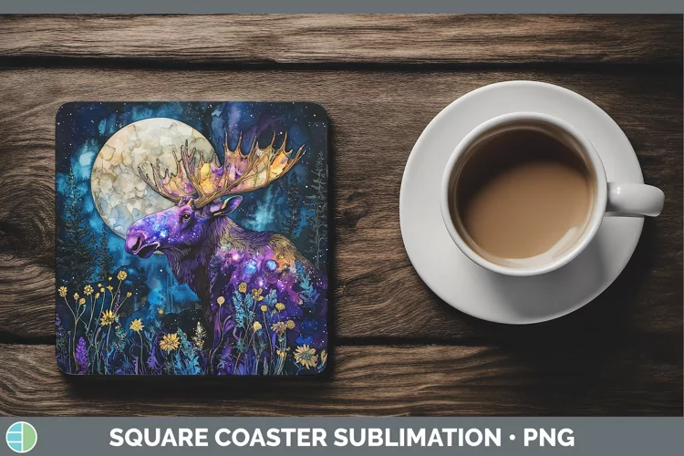 Galaxy Moose Square Coaster Sublimation Coaster Designs