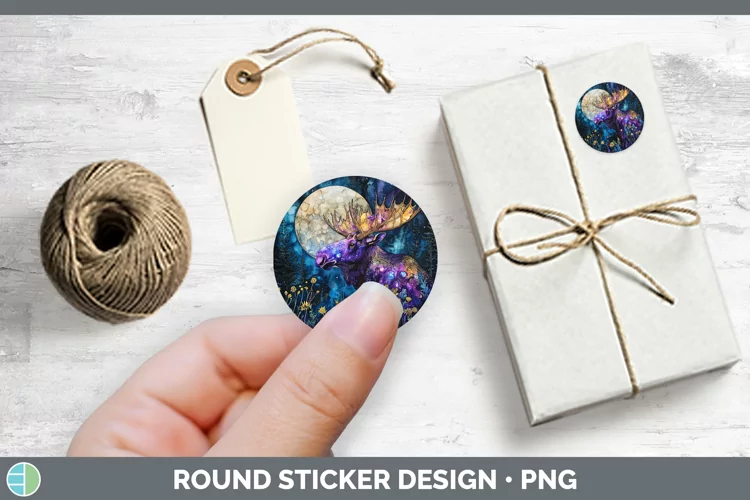 Galaxy Moose Stickers | Round Labels Designs