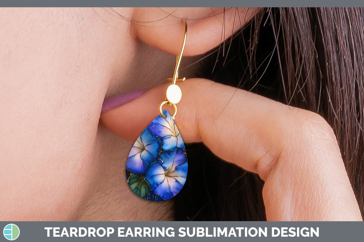 Galaxy Morning Glory Teardrop Earrings Sublimation Earrings