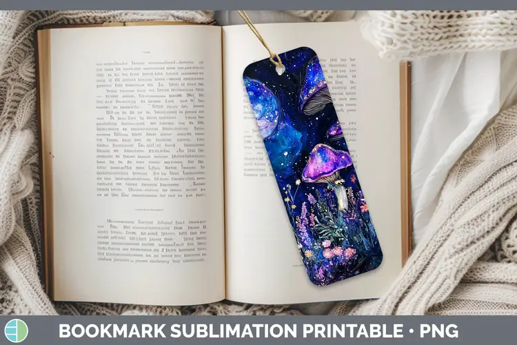 Galaxy Mushroom Bookmark Sublimation Printable Designs