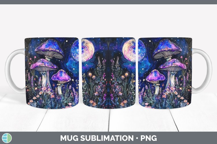 Galaxy Mushroom Mug Wrap Sublimation Coffee Cup Designs