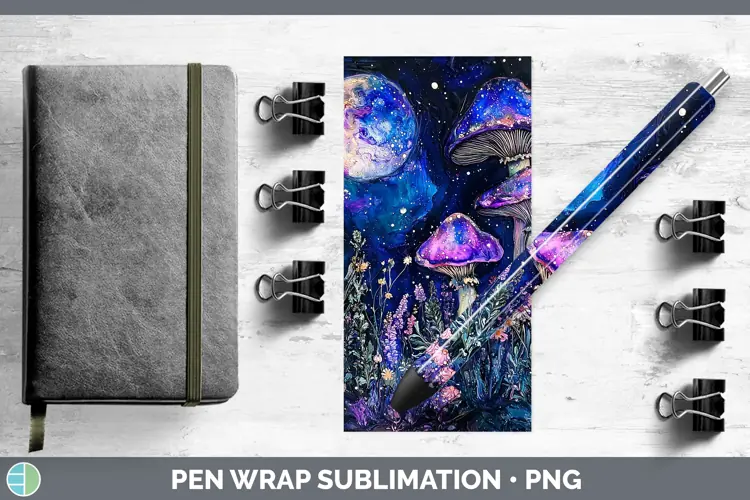 Galaxy Mushroom Pen Wrap Sublimation Pen Designs
