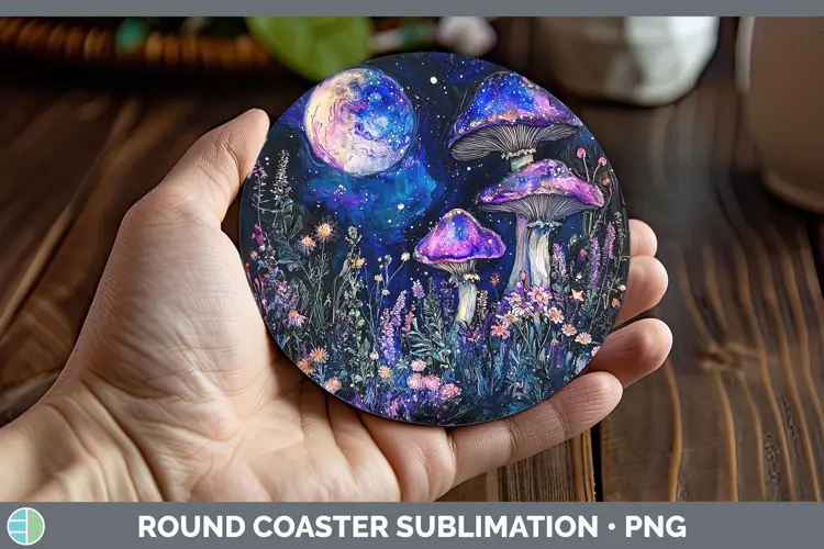 Galaxy Mushroom Round Coaster Sublimation Coaster Designs
