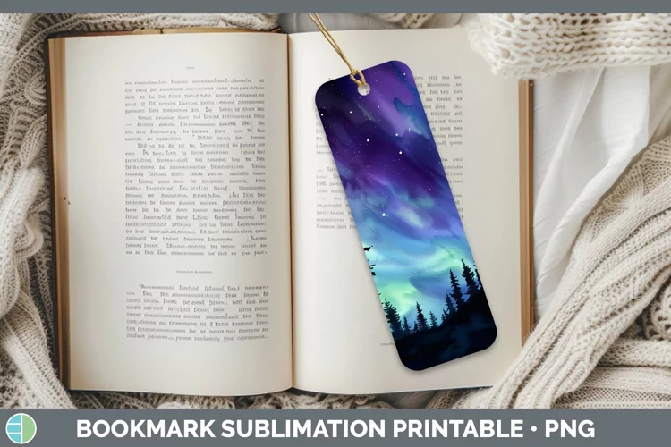 Galaxy Northern Lights Bookmark Sublimation Printable Design