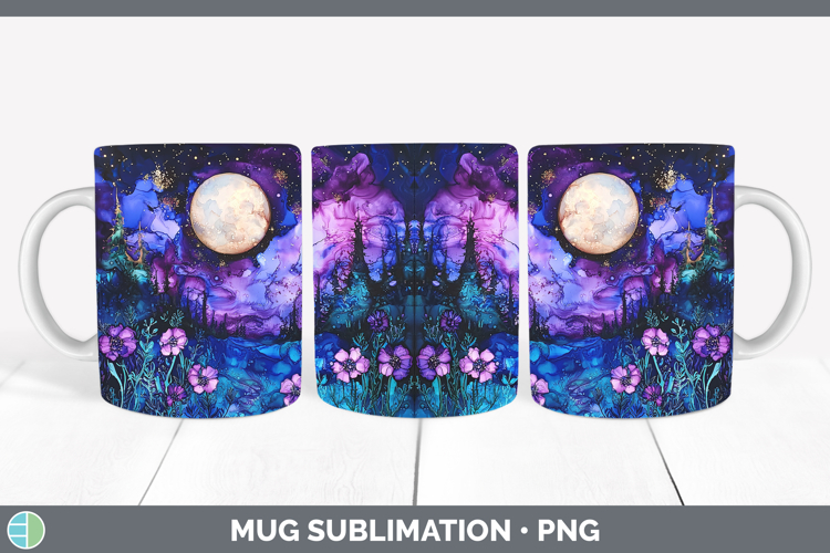 Galaxy Northern Lights Mug Wrap Sublimation Coffee Cup Desig