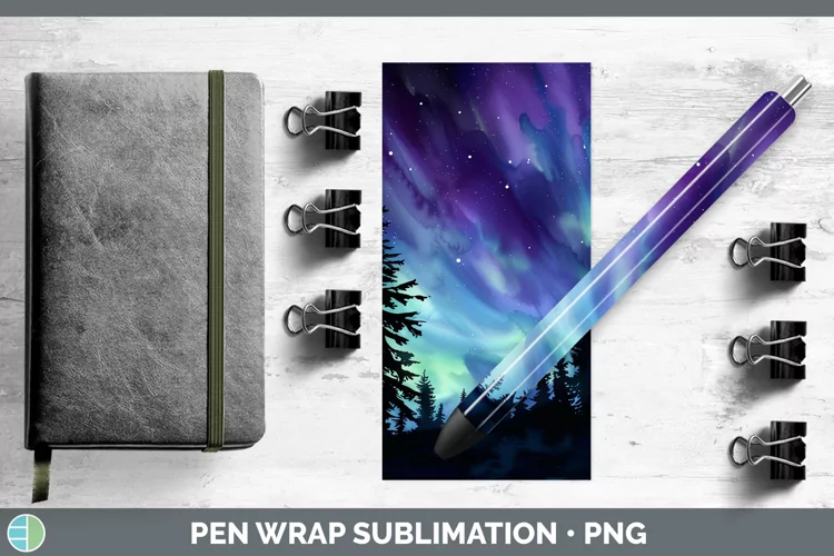 Galaxy Northern Lights Pen Wrap Sublimation Epoxy Pen Design