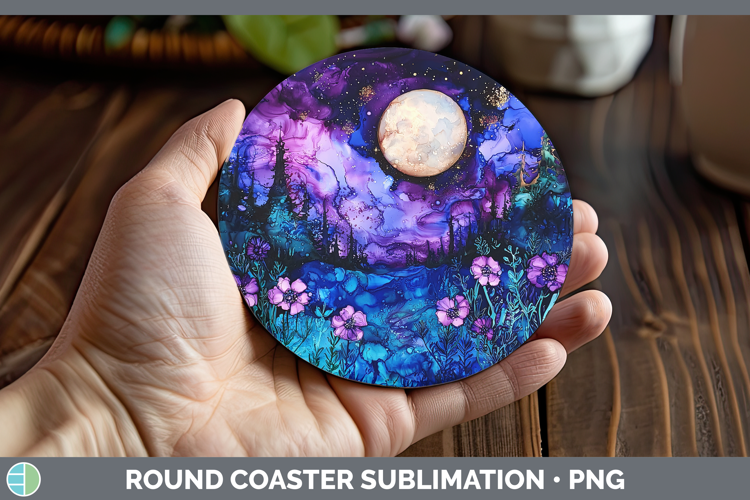 Galaxy Northern Lights Round Coaster Sublimation Coaster Des