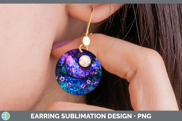Galaxy Northern Lights Round Earrings Sublimation Earrings D